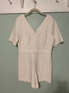 Lilly Pulitzer Zina Stretch Romper Resort White Pineapple Jacquard NWT 12
